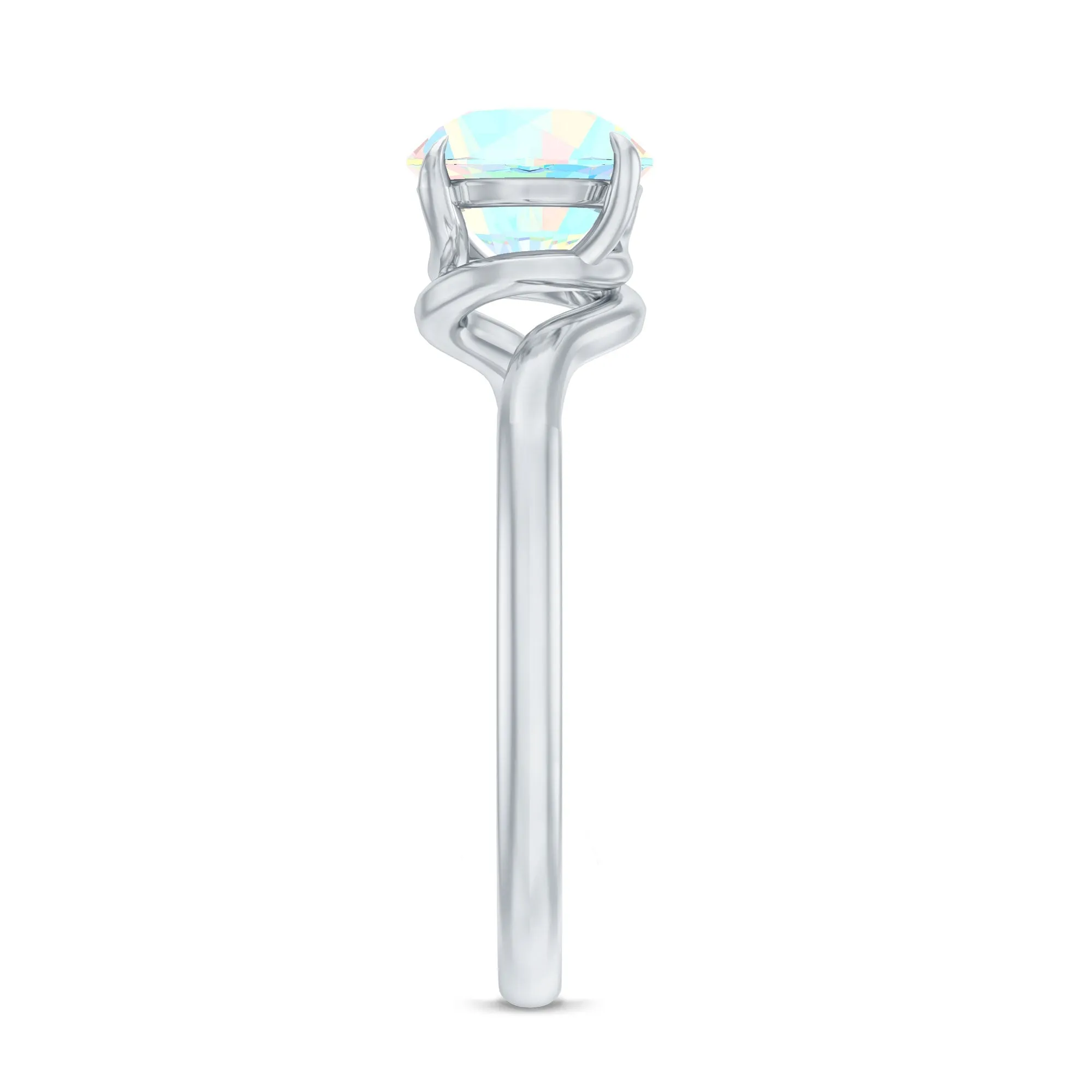 Round Cut Solitaire Ethiopian Opal Bypass Promise Ring