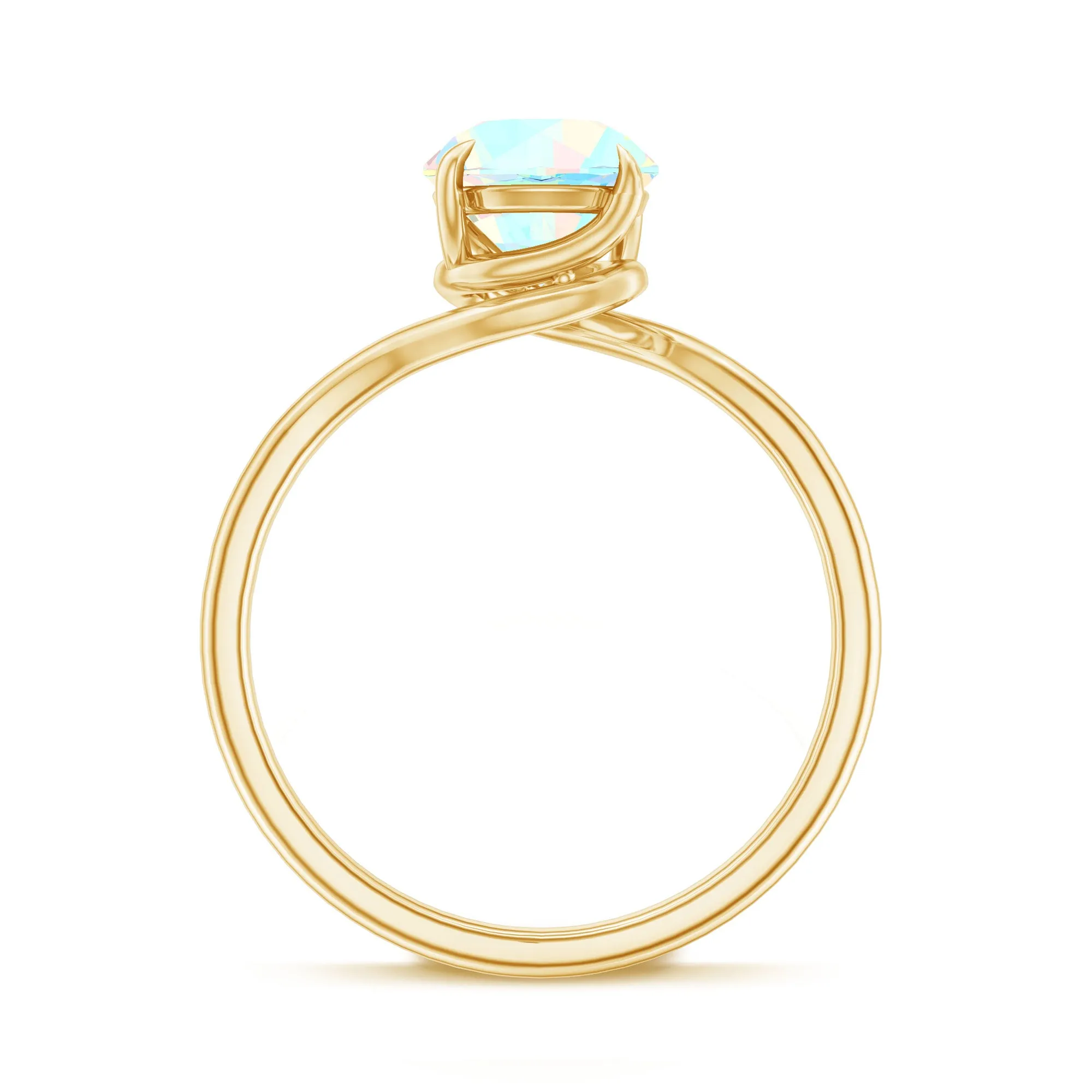 Round Cut Solitaire Ethiopian Opal Bypass Promise Ring