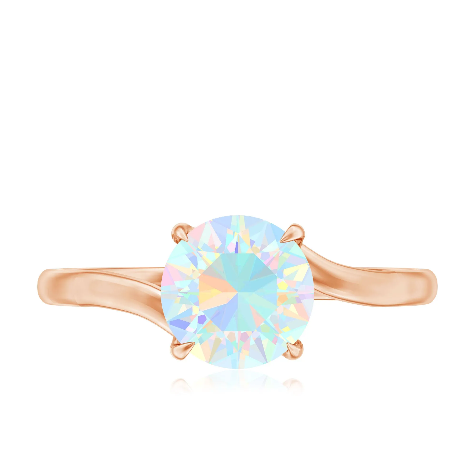 Round Cut Solitaire Ethiopian Opal Bypass Promise Ring
