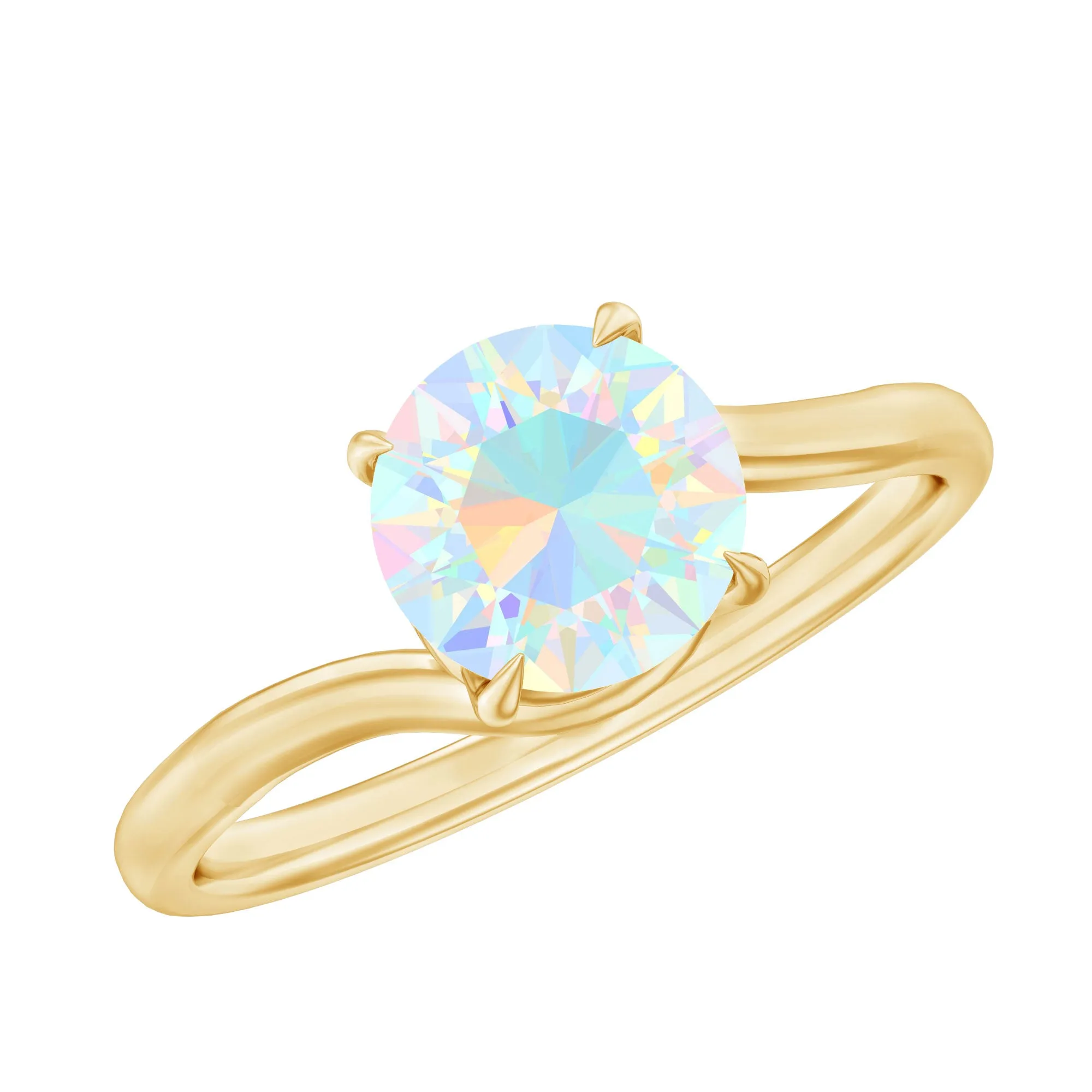 Round Cut Solitaire Ethiopian Opal Bypass Promise Ring