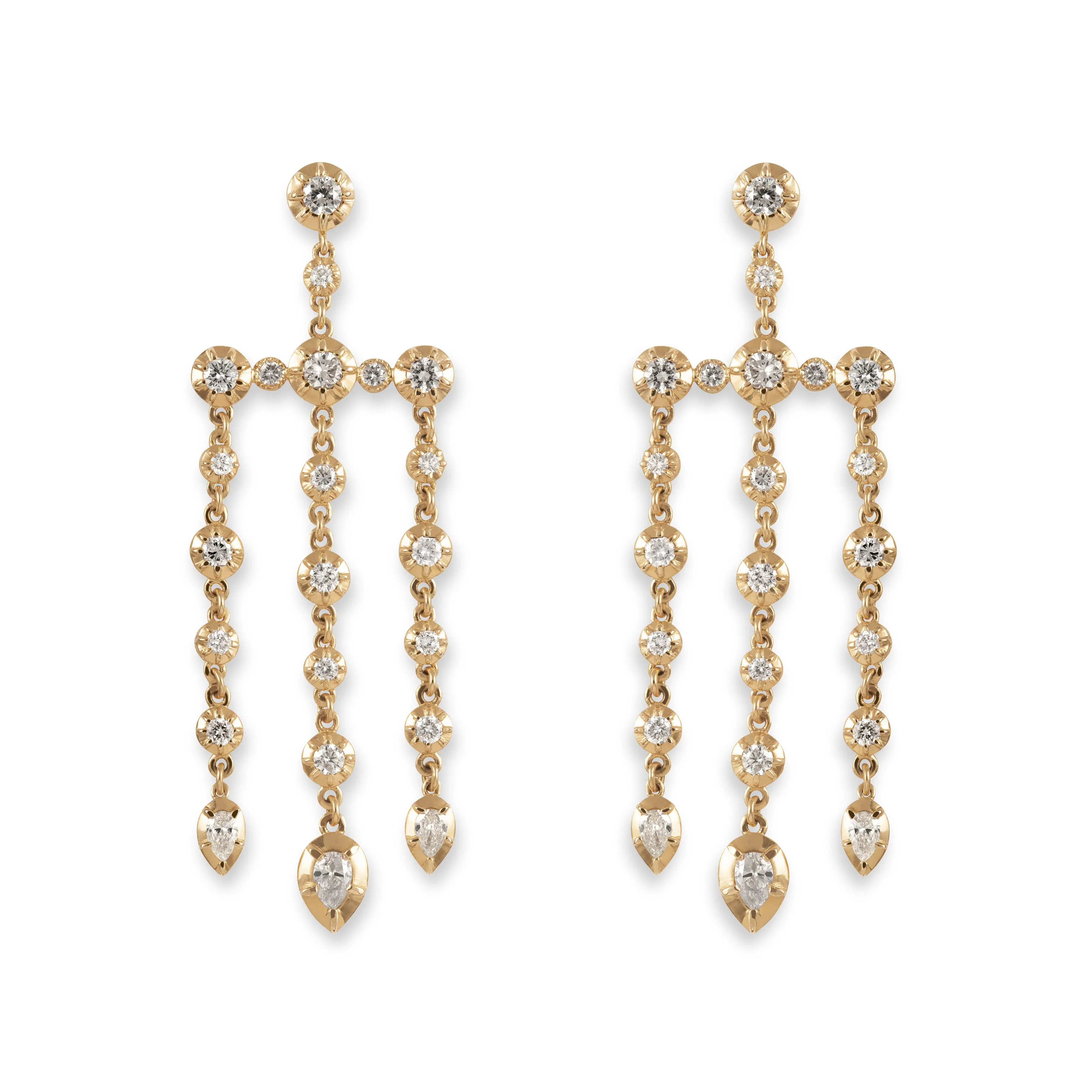 ROUND   TEARDROP SOPHIA DIAMOND CHANDELIER EARRINGS
