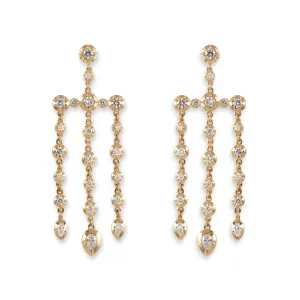 ROUND   TEARDROP SOPHIA DIAMOND CHANDELIER EARRINGS