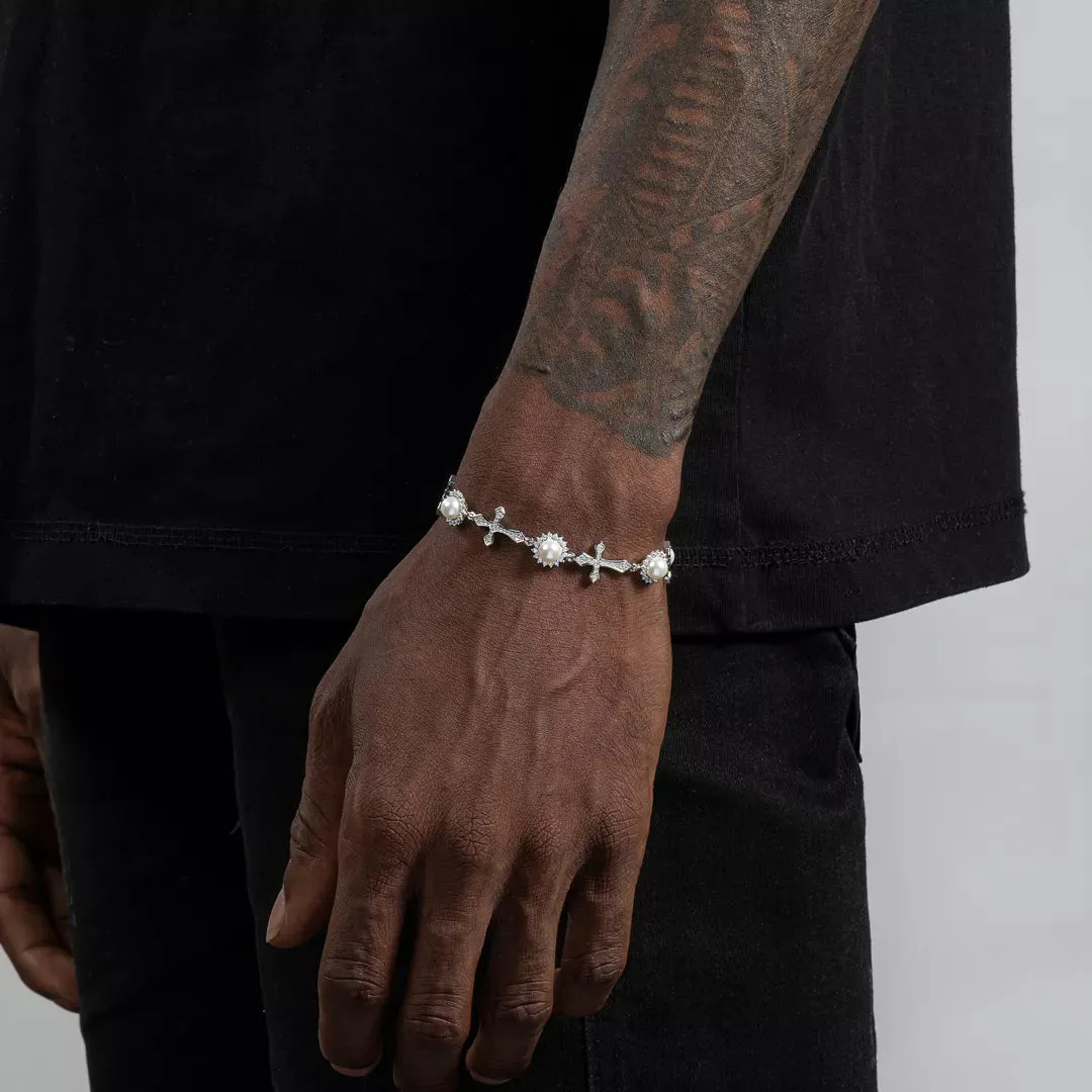 S925 Pearl Mixed Cross Bracelet
