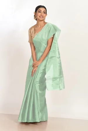 Sea blue tissue chanderi silk sari