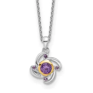 Shey Couture Sterling Silver with 14K Accent Amethyst and Pink Quartz Necklace