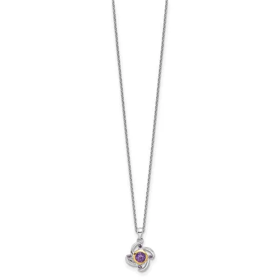 Shey Couture Sterling Silver with 14K Accent Amethyst and Pink Quartz Necklace