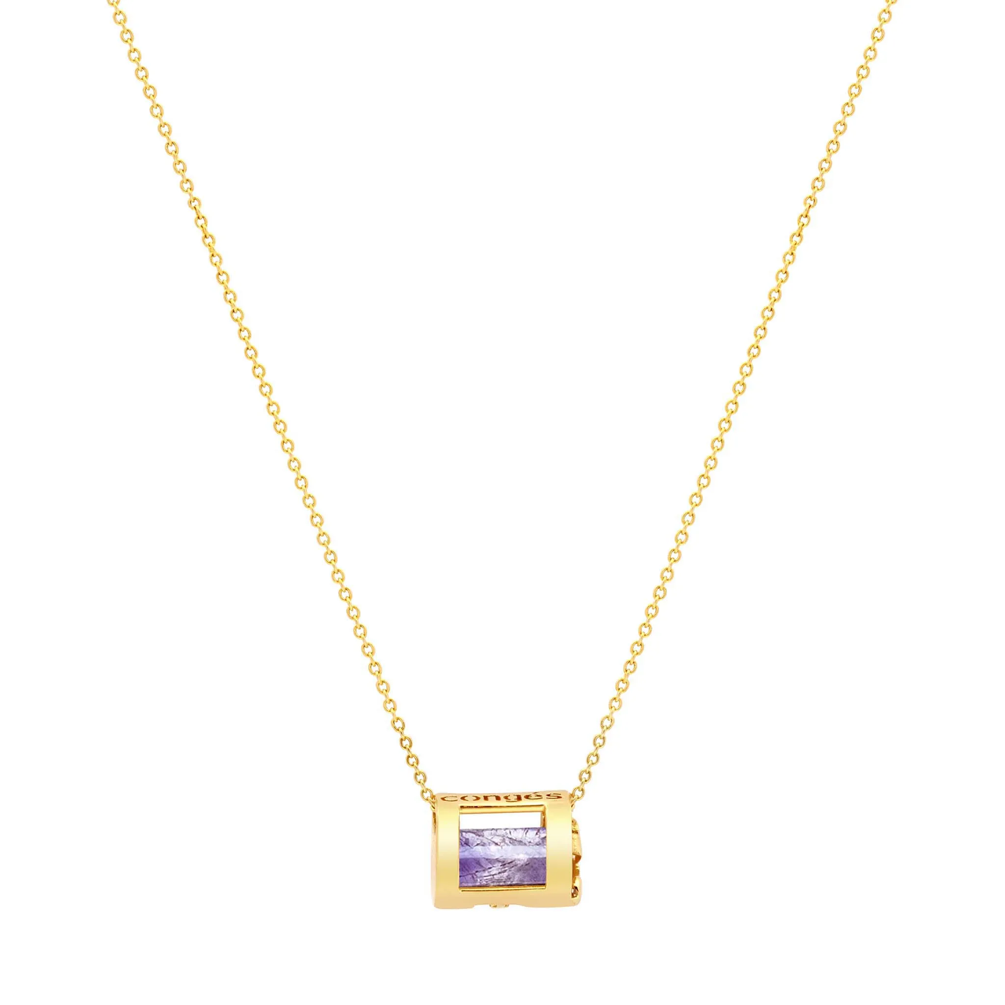 Signature Initials Necklace   Amethyst