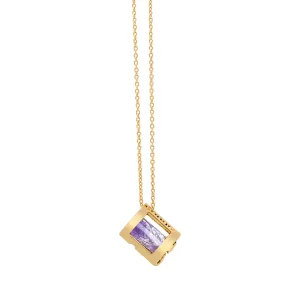 Signature Initials Necklace   Amethyst