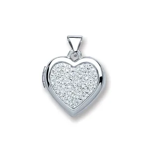 Silver Heart all Crystals Locket
