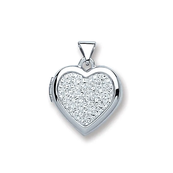 Silver Heart all Crystals Locket