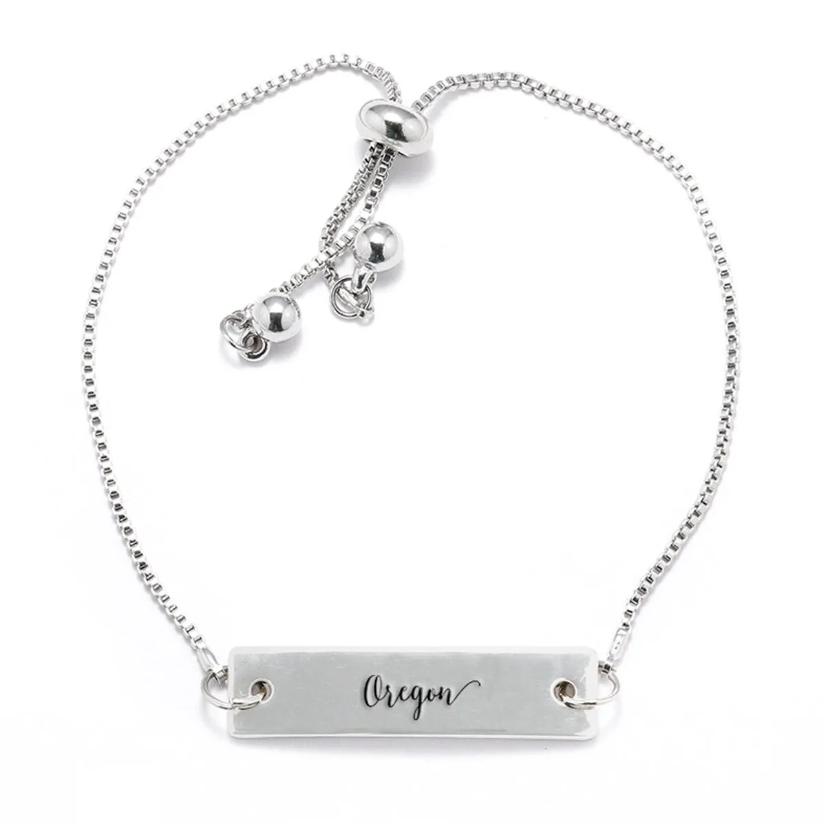 Silver Oregon Adjustable Bar Bracelet