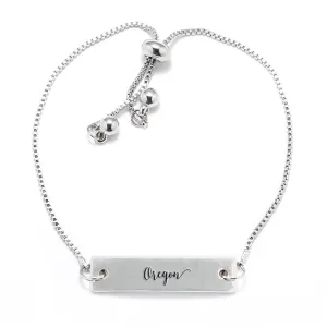 Silver Oregon Adjustable Bar Bracelet