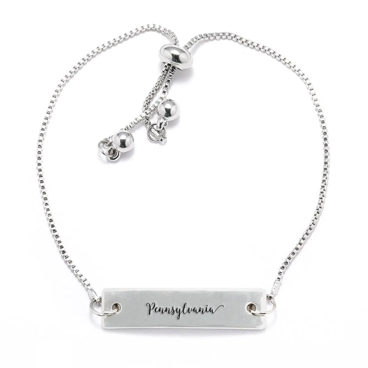 Silver Pennsylvania Adjustable Bar Bracelet