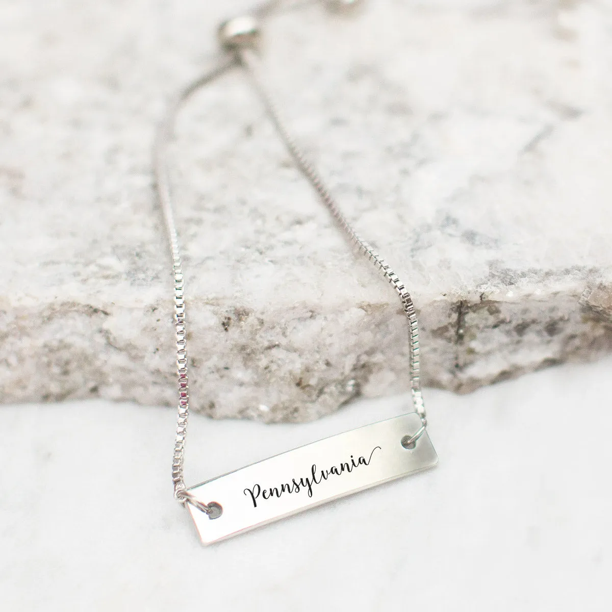 Silver Pennsylvania Adjustable Bar Bracelet