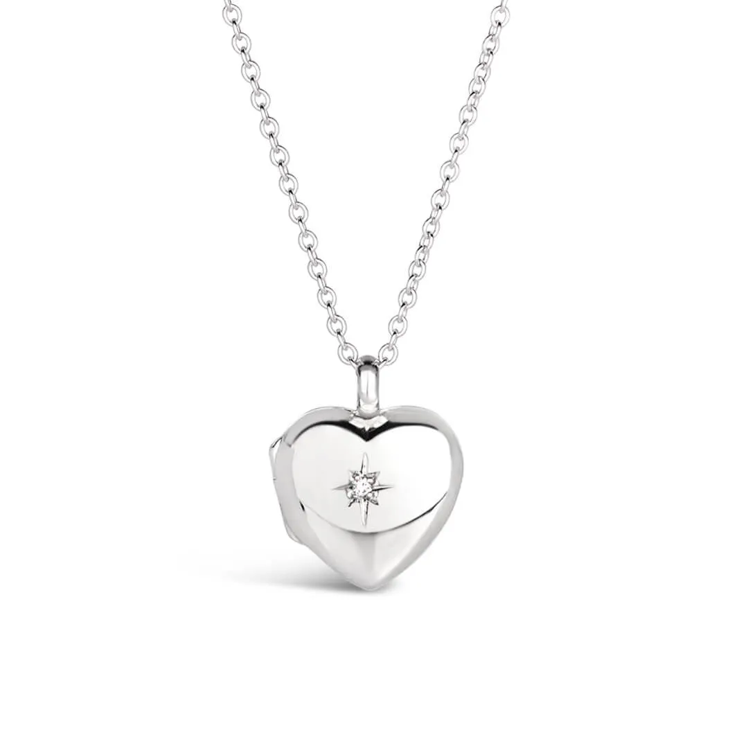 Silver Small Heart Diamond Locket   Photos