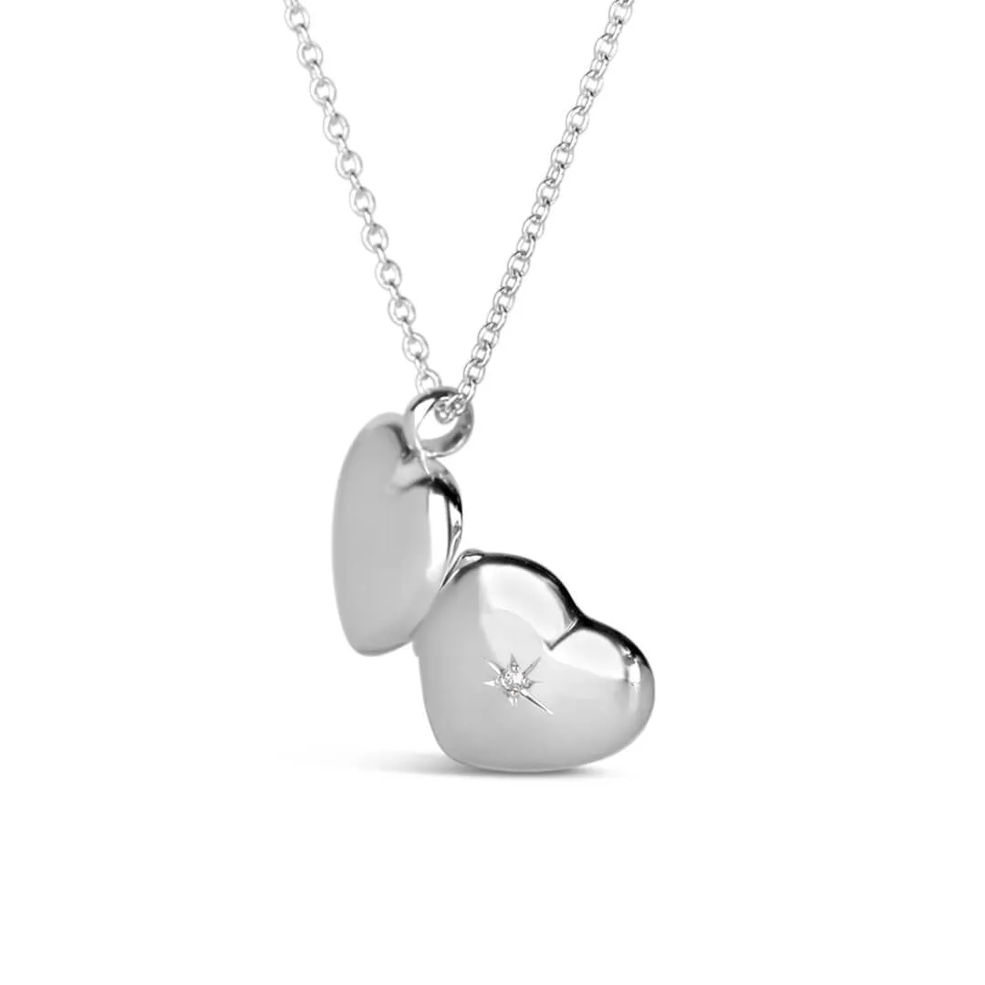 Silver Small Heart Diamond Locket   Photos