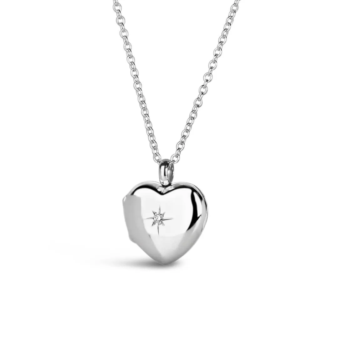 Silver Small Heart Diamond Locket   Photos