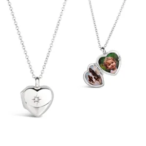 Silver Small Heart Diamond Locket   Photos