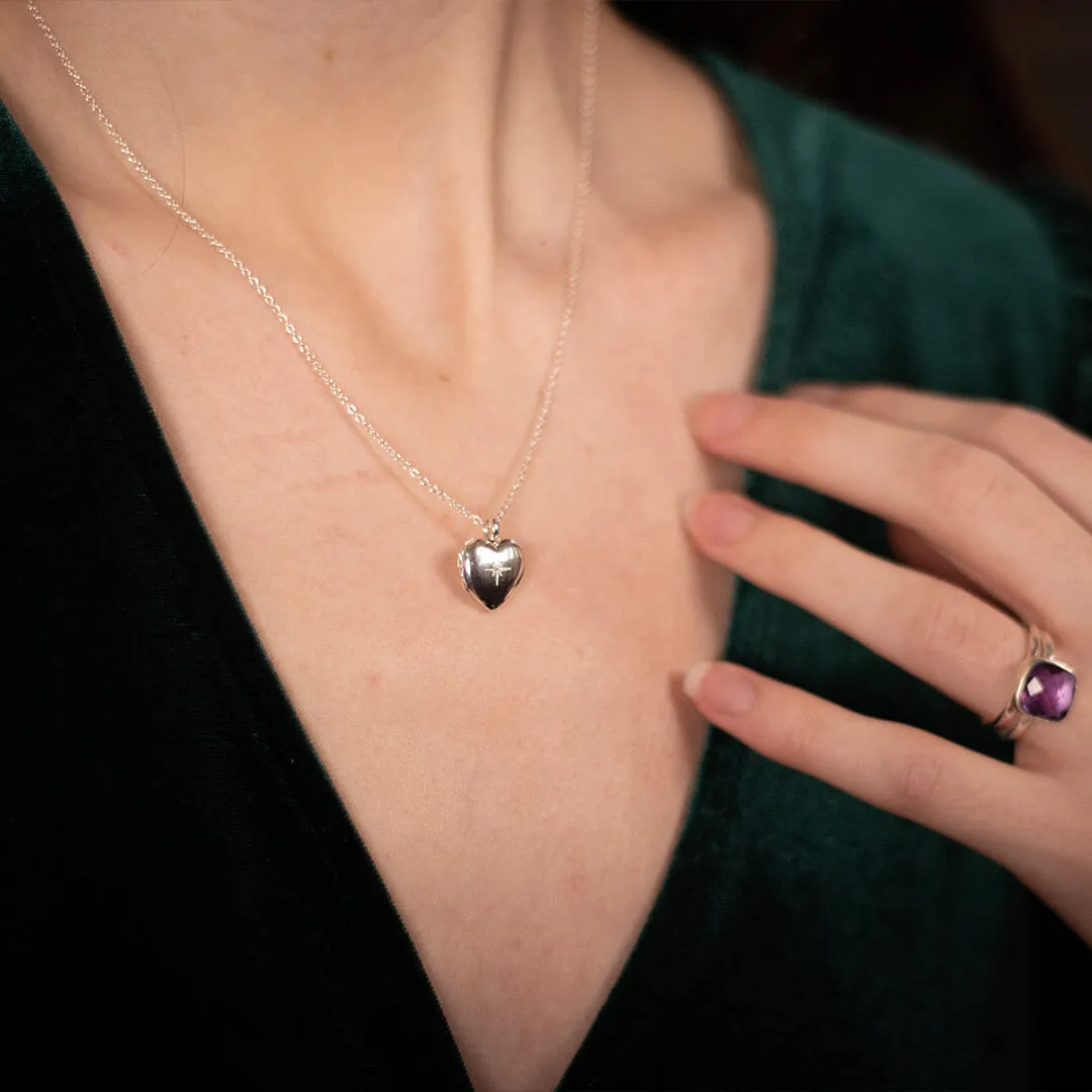 Silver Small Heart Diamond Locket   Photos