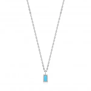 Silver Turquoise Drop Pendant Necklace N033-01H