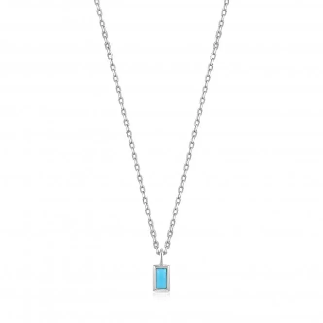 Silver Turquoise Drop Pendant Necklace N033-01H