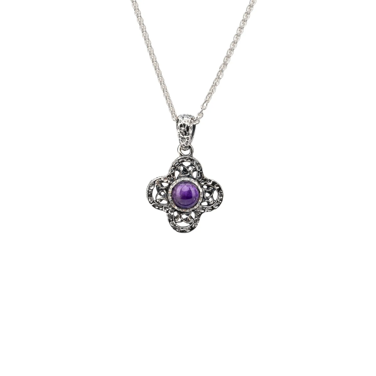 Silver Whirlpool Small Pendant - Amethyst