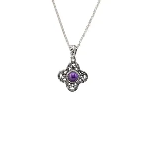 Silver Whirlpool Small Pendant - Amethyst