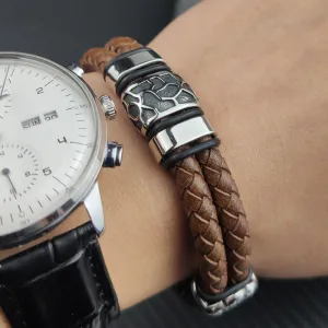 Simple And Creative Personality Retro Leather Stainless Steel Leather Bracelet