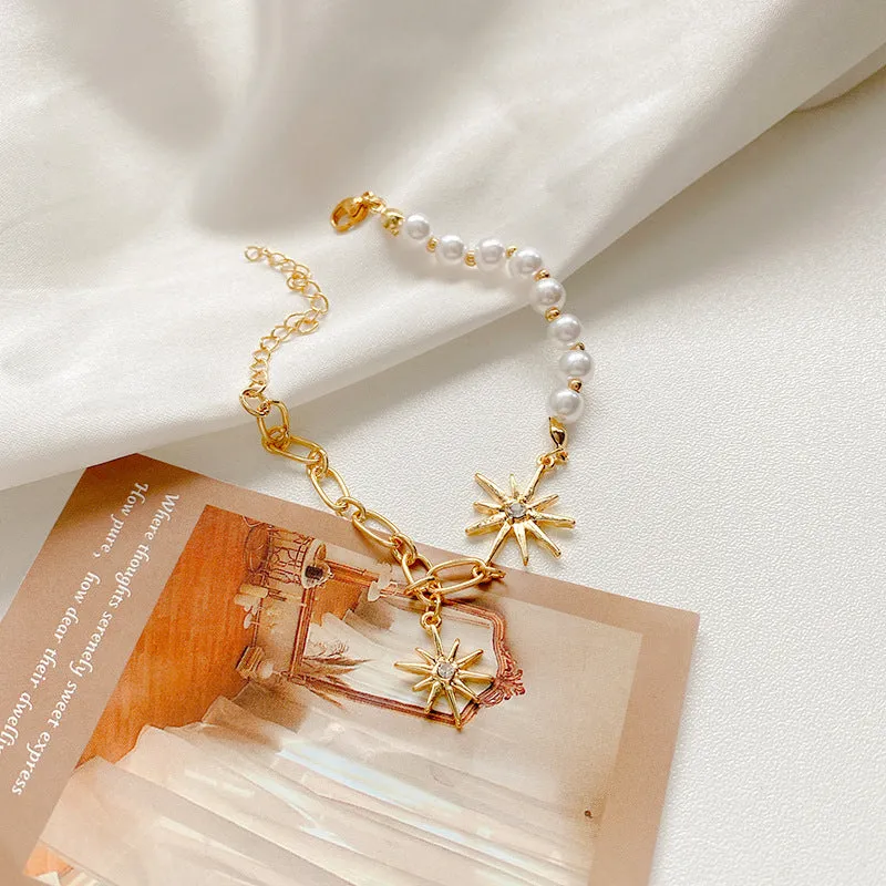 Small Design Sense Eight-pointed Star Pearl Bracelet