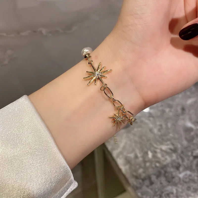 Small Design Sense Eight-pointed Star Pearl Bracelet