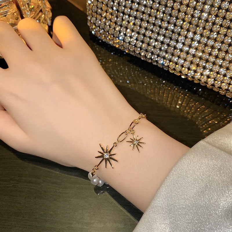 Small Design Sense Eight-pointed Star Pearl Bracelet