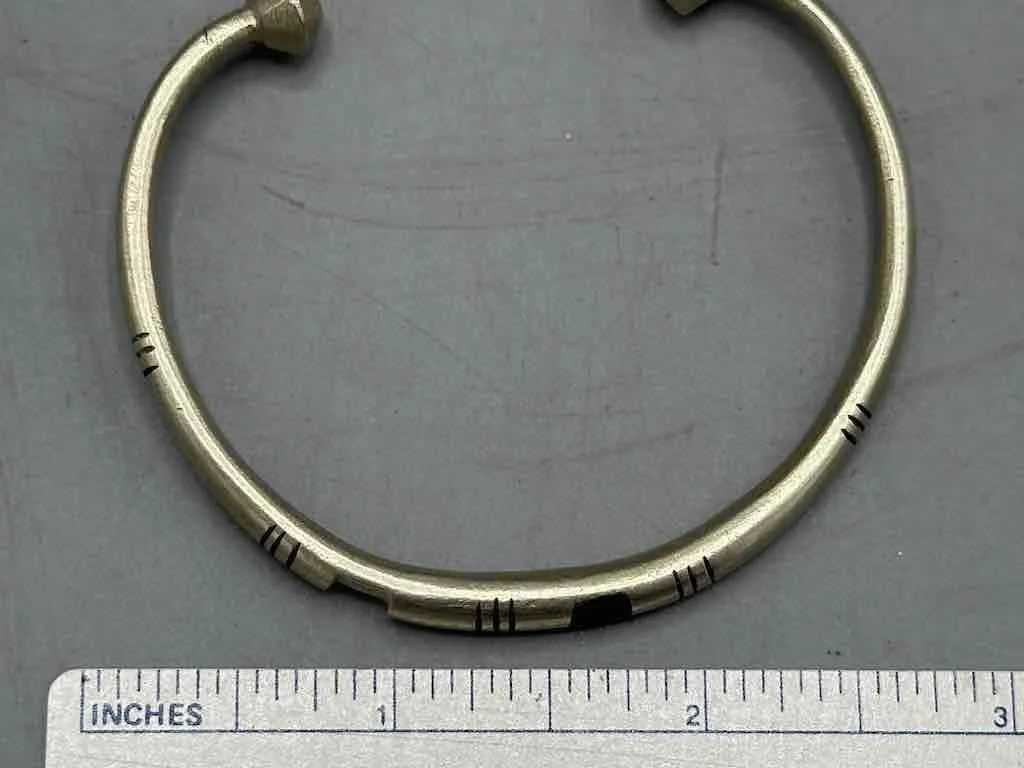 Small Rounded Tuareg Coin Silver Inlaid Bracelet - Imperfect
