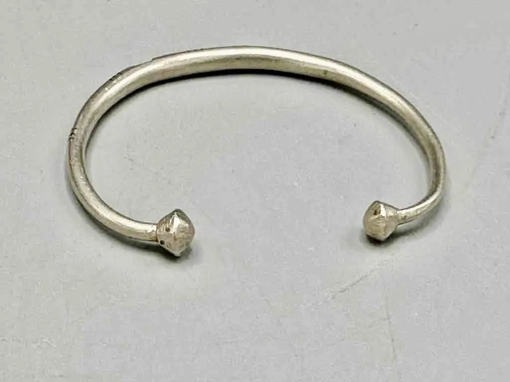 Small Rounded Tuareg Coin Silver Inlaid Bracelet - Imperfect