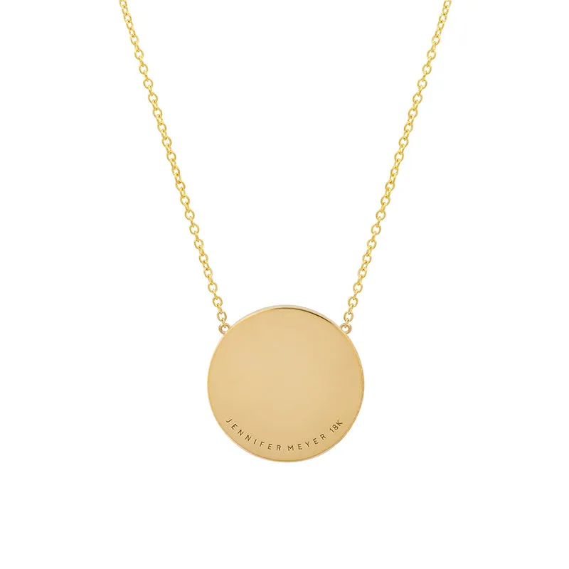 Small Turquoise Inlay Circle Necklace with Diamond and Heart Detail