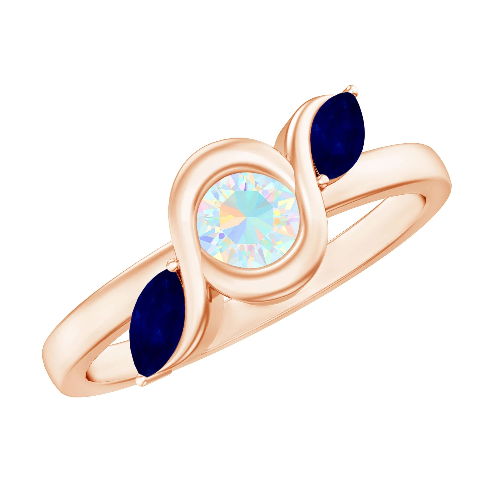 Solitaire Ethiopian Opal Minimal Promise Ring with Blue Sapphire