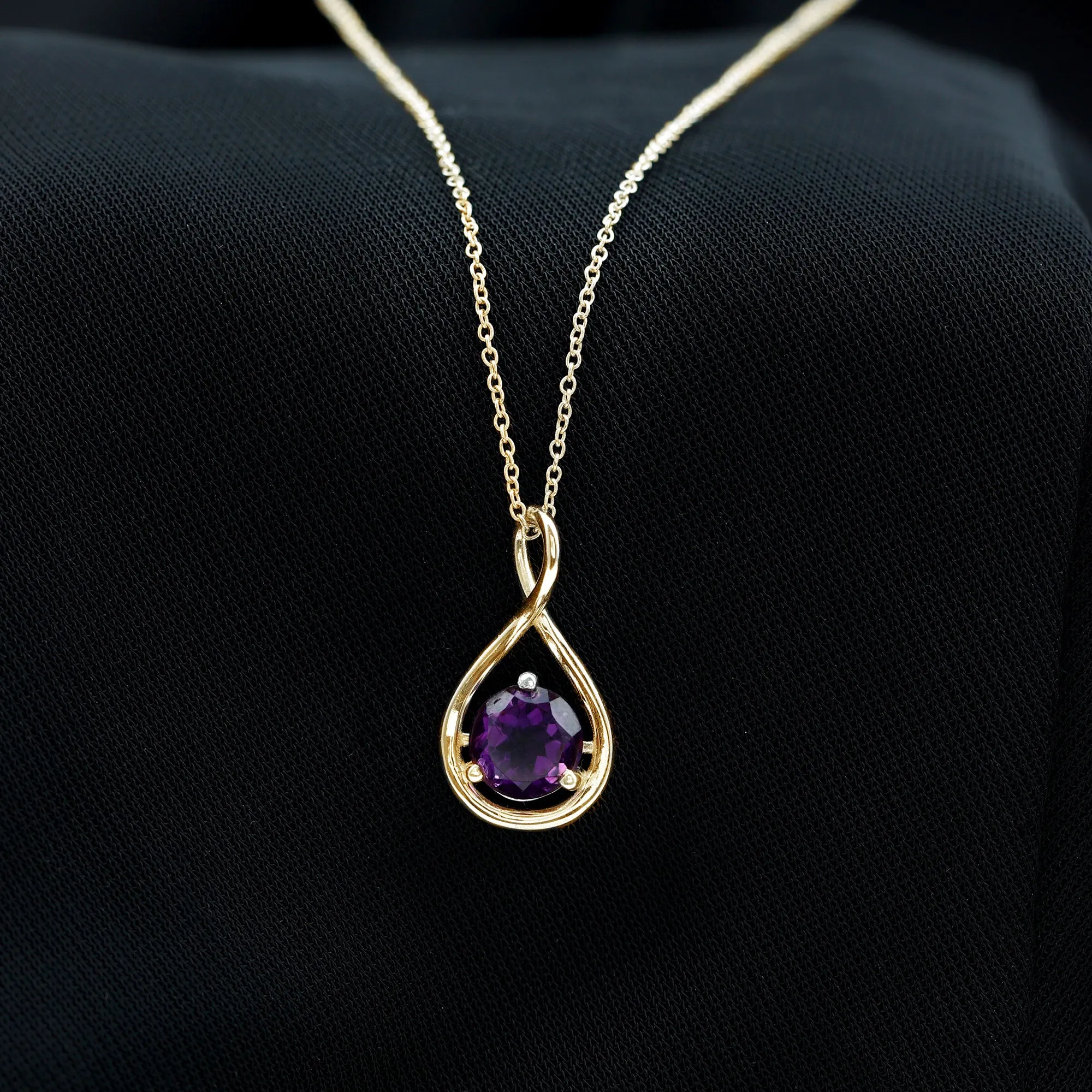 Solitaire Real Amethyst Infinity Pendant Necklace