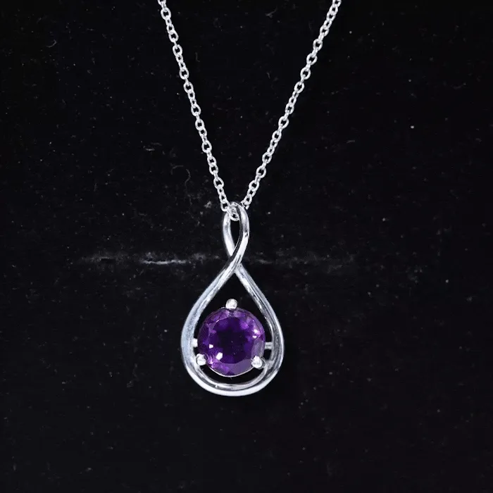 Solitaire Real Amethyst Infinity Pendant Necklace