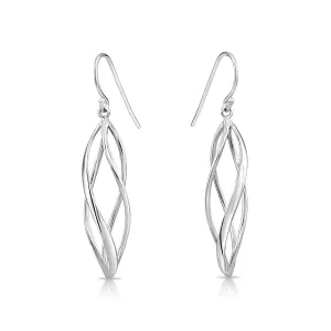 Spiral French-Hook Dangle Earrings in Sterling Silver