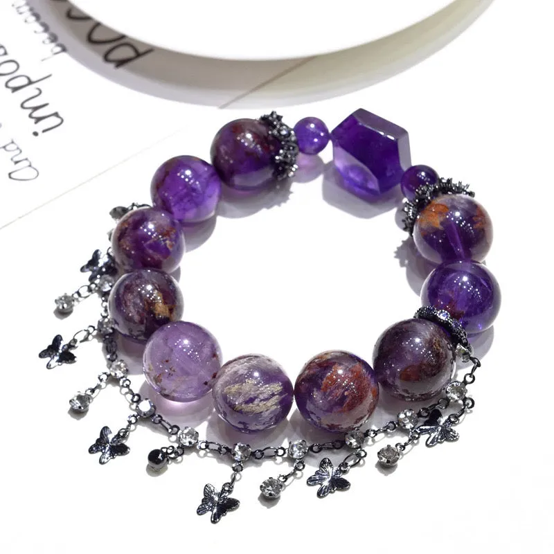 Spiritual Butterfly - Purple Phantom Quartz Bracelet