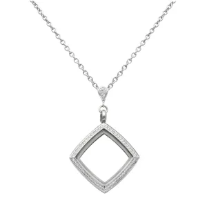 Square White Topaz Locket With Chain