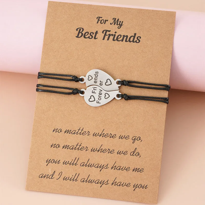 Stainless Steel Letter Friendship Hand-woven Card Ladies Bracelet Set