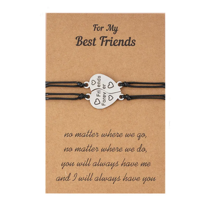 Stainless Steel Letter Friendship Hand-woven Card Ladies Bracelet Set