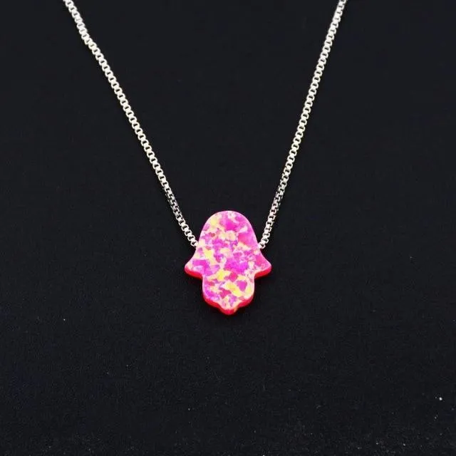 Star Of David Blue Fire Opal Pendant Necklace