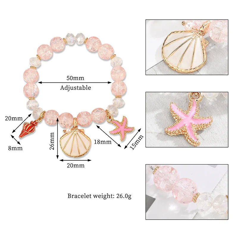 Starfish & Scallop Alloy Beaded Bracelet