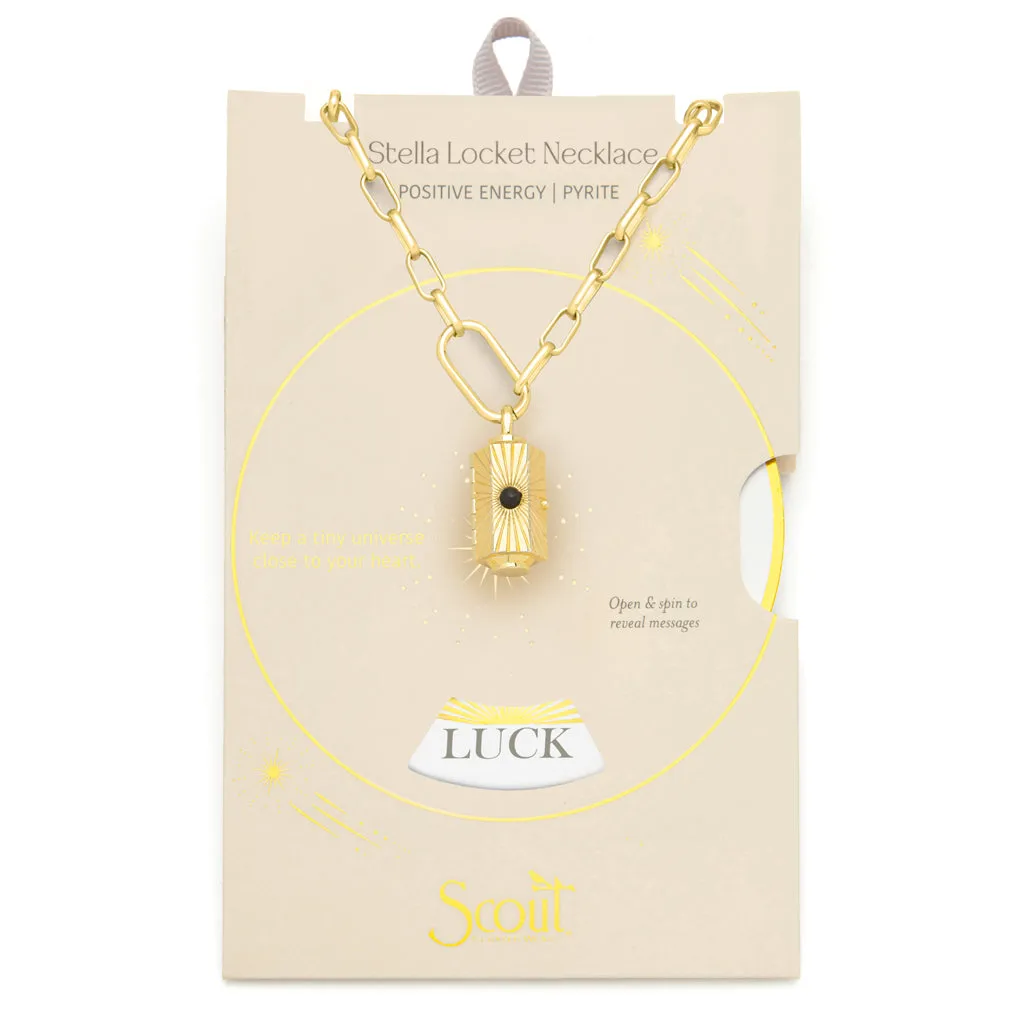 Stella Locket Necklace - Positive Energy/Pyrite/Gold