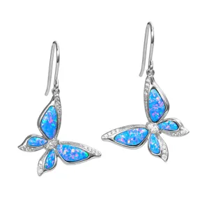 Sterling Opal Butterfly Earrings