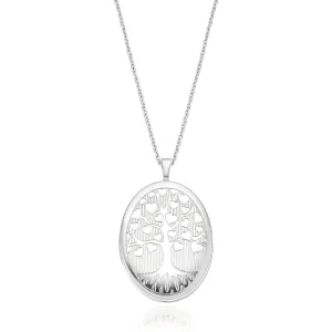 Sterling Silver 20mm Tree of Life Oval Locket