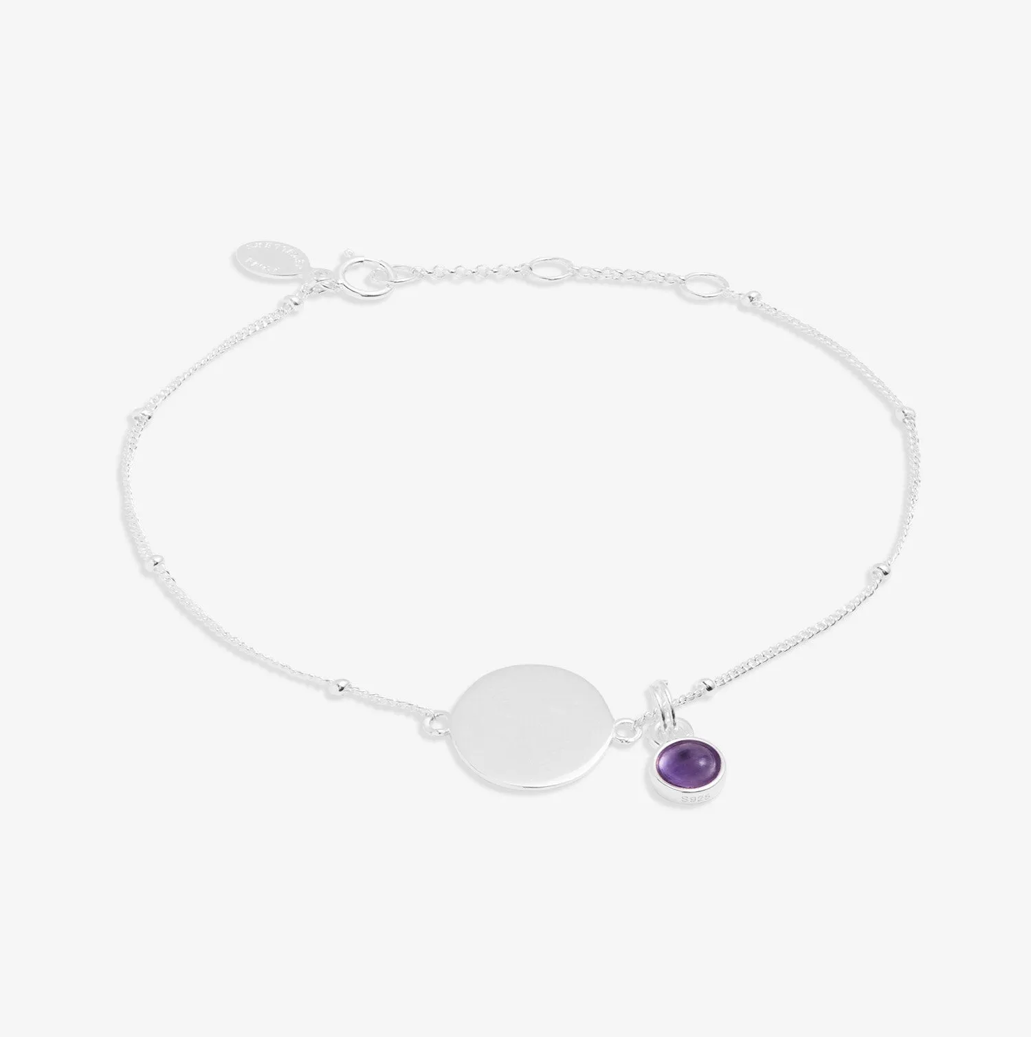 Sterling Silver Birthstone A Little February Bracelet JJS0083