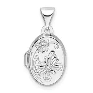 Sterling Silver Butterfly Oval Locket
