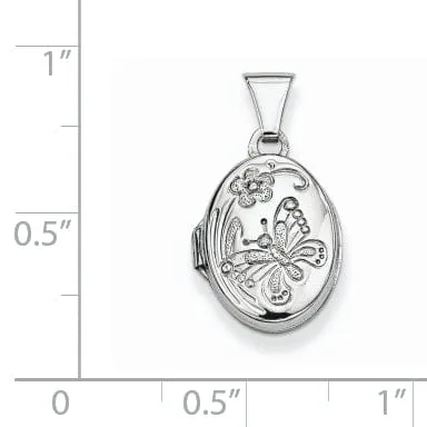 Sterling Silver Butterfly Oval Locket